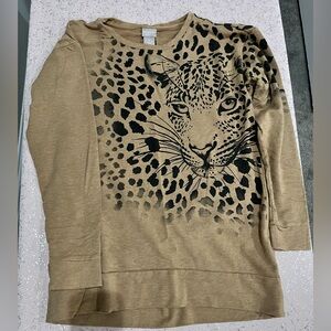 Chico's Tan and Black Animal Print Top
